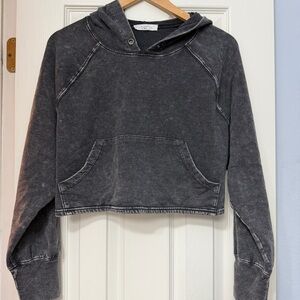 Elodie Charcoal Cropped Hoodie Sweater